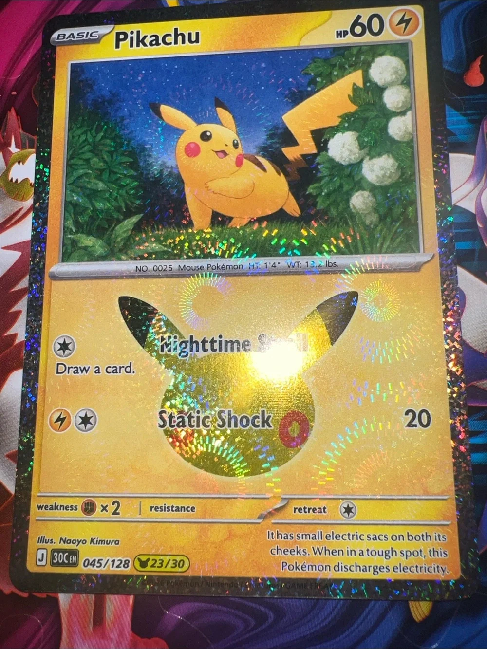 Pokemon Yellow Holographic Pikachu Trading Card